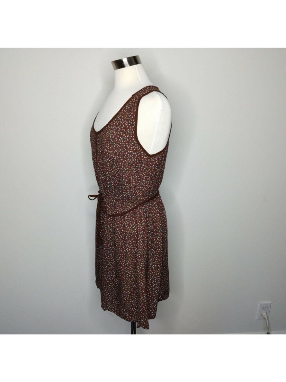 Mossimo Brown Floral Sleeveless Mini Dress L - Picture 3 of 10